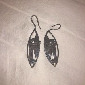 Charming 925 Silver Surfboard surfer earrings.